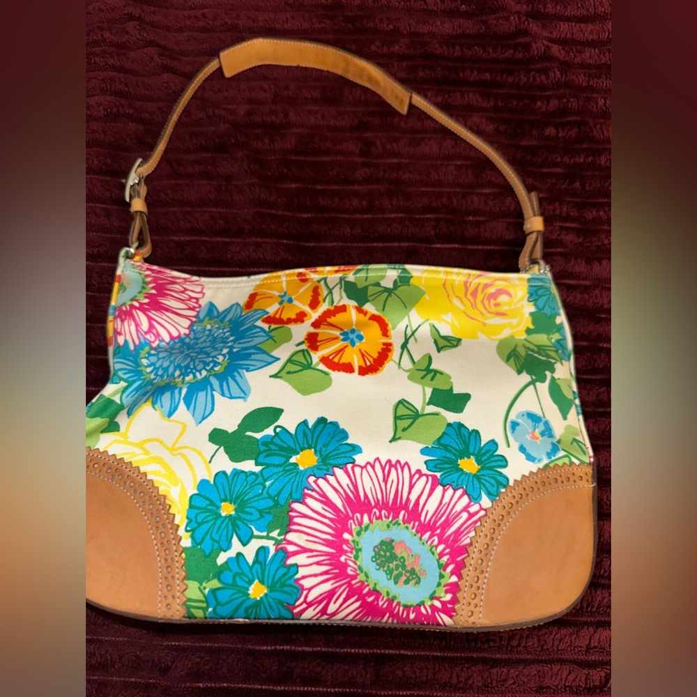 Coach 8176 Girlie Floral Perforated Hobo Bag.